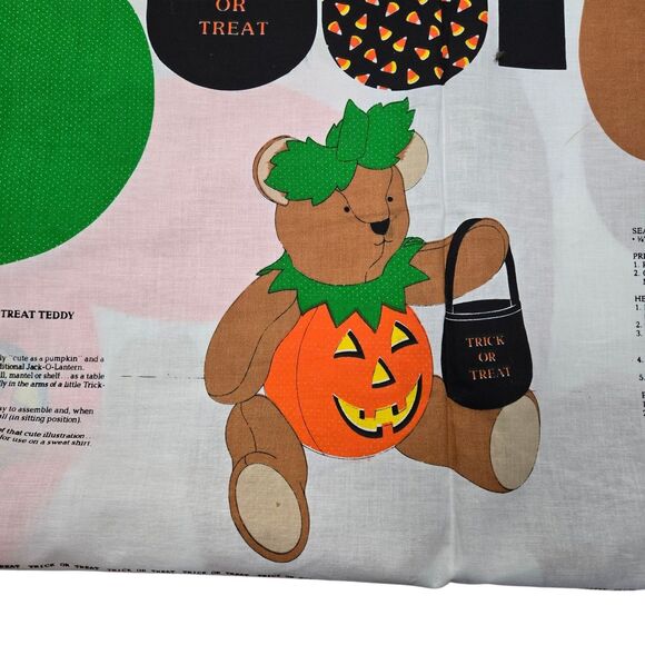 Cranston Print Works TRICK OR TREAT TEDDY Bear Craft Fabric Panel 15" Halloween - Picture 2 of 4